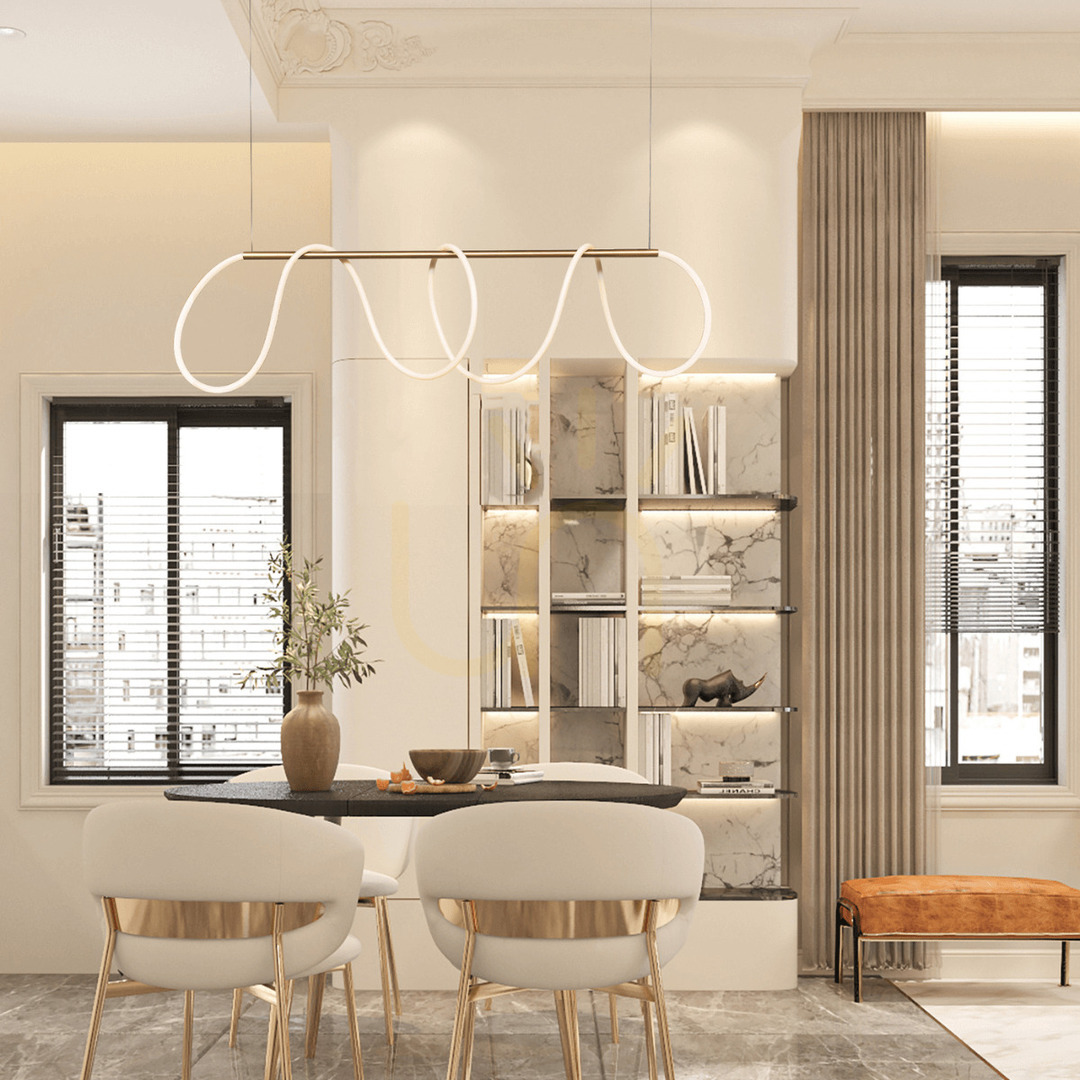 Zambelis LED Pendant Light 60W Gold Matt White Opal Metal 120cm 3000K