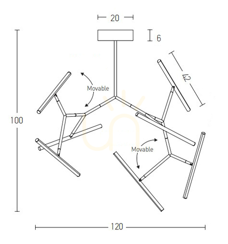 Check Zambelis LED Ceiling Light 68W 3000K Gold Matt Aluminium Dimmable
