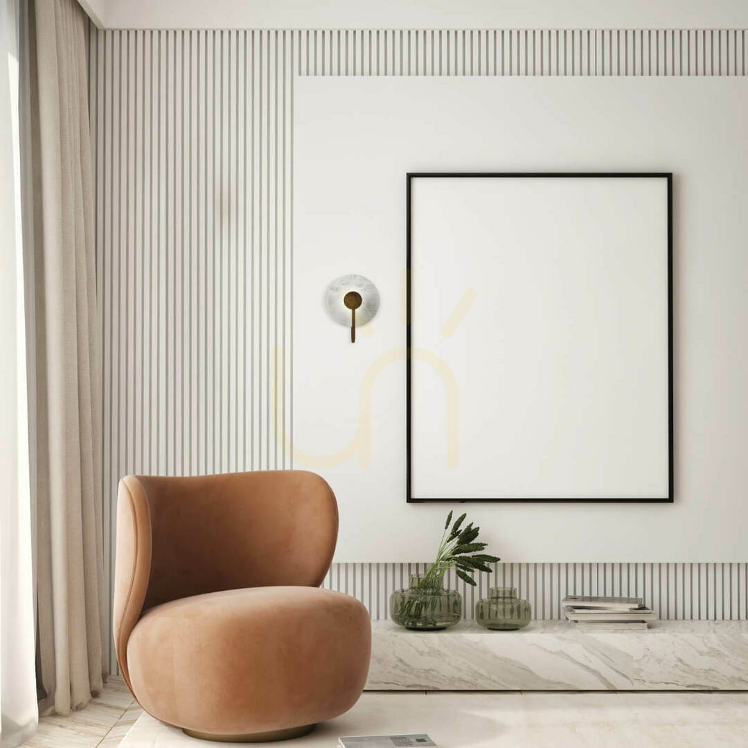 LED Wall Light Zambelis Marble Black 3W 3000K White Marble Sandy Black D16cm