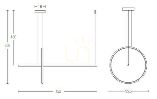 Check Zambelis LED Pendant Light Black Matt 48W 3000K Dimmable Aluminium 55.5 cm