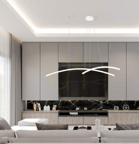 Check Zambelis LED Pendant Light 48W 3000K White Matt Aluminium Acrylic