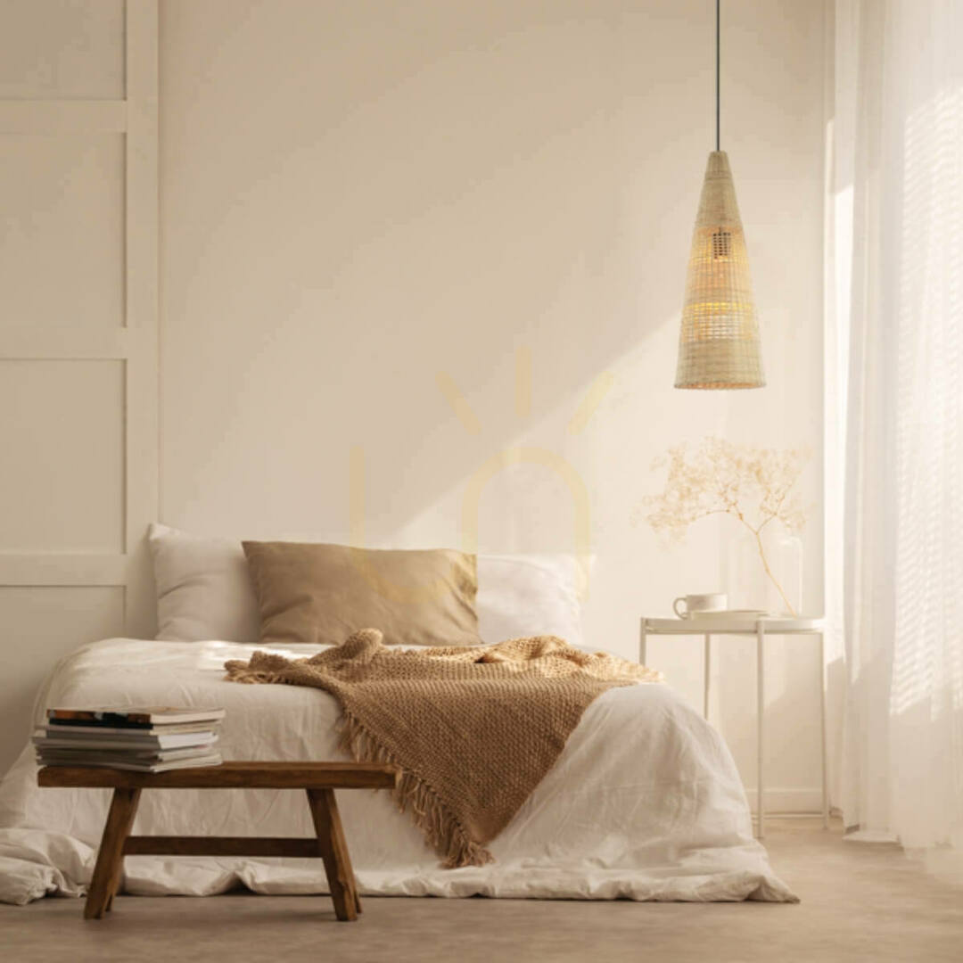 Bamboo Pendant Light Zambelis Natural Beige Metal 23 cm E27