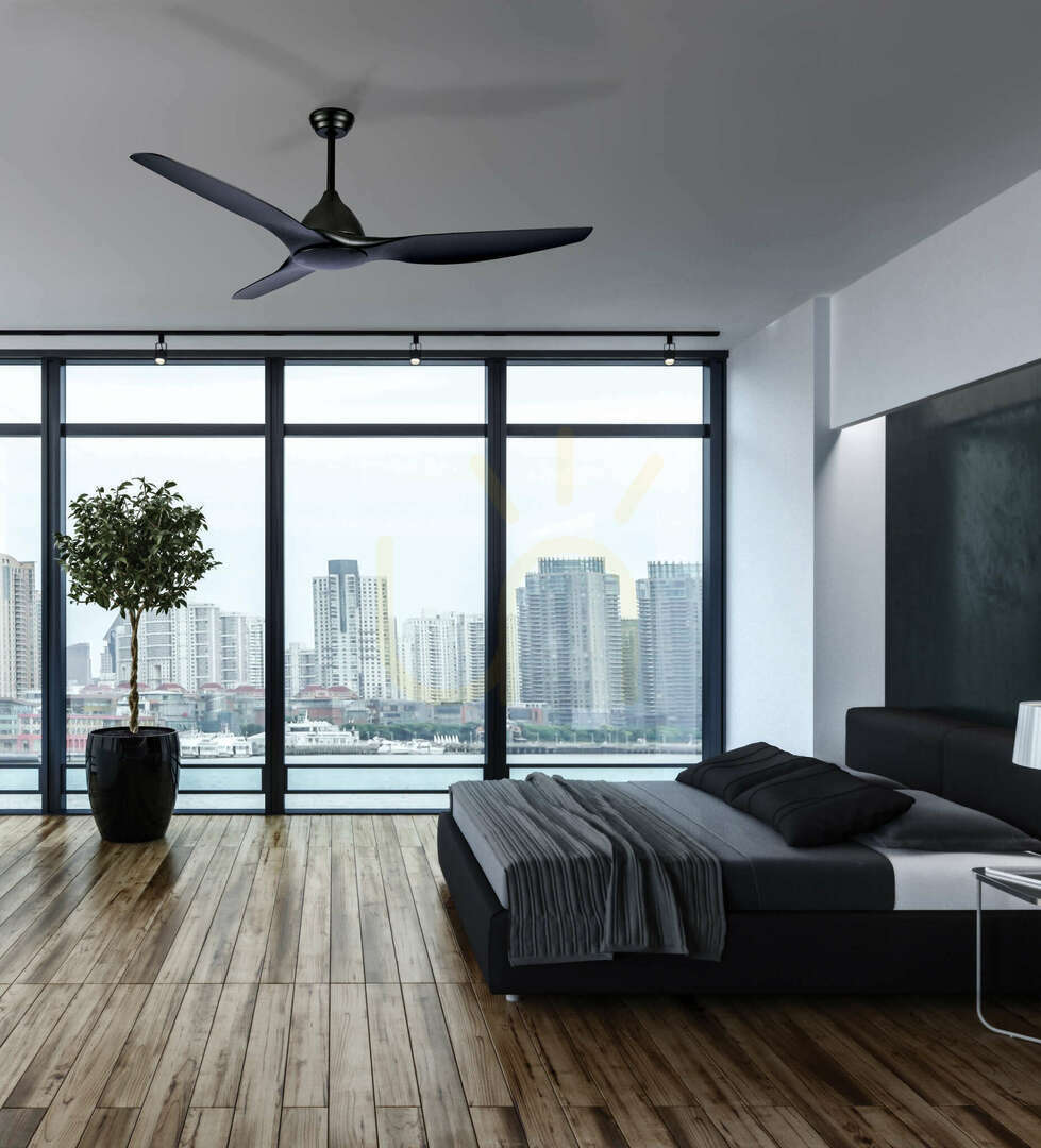 Ceiling Fan Zambelis 70W Matt Black Remote Control Metal ABS 163 cm