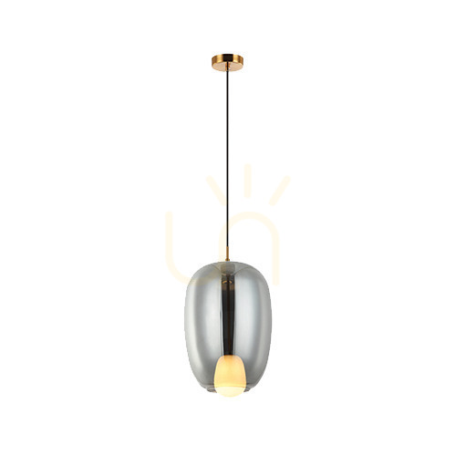 Check Zambelis Pendant Light G9 Smoked Glass Gold Matt 30 cm