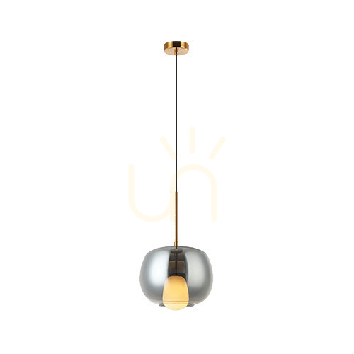 Check Zambelis Pendant Light G9 Smoked Glass Gold Matt 30 cm