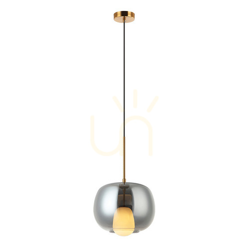Check Zambelis Pendant Light G9 Smoked Glass Gold Matt 30 cm