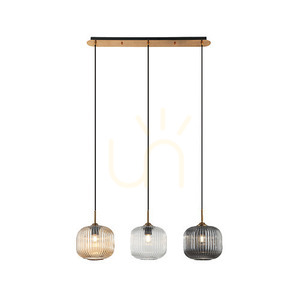 Zambelis 22074 linear pendant antique brass 3x E27 clear smoked and champagne glass 80 cm small 1