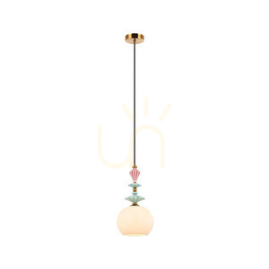 Zambelis Pendant Light Antique Brass Opal Glass Ceramic E27 40W 21cm small 1