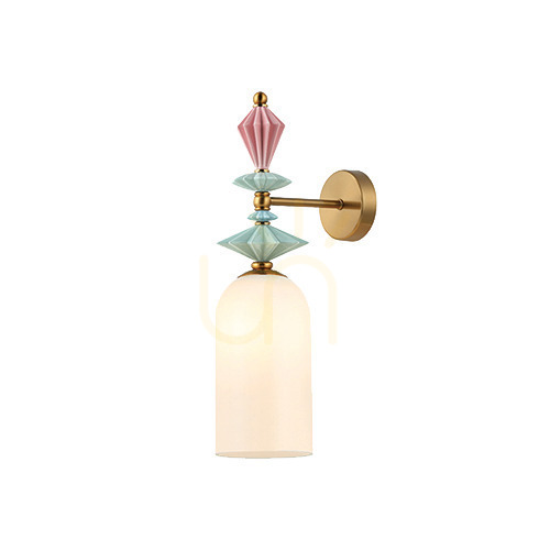 Check Zambelis Wall Light E27 Antique Brass Opal Glass Ceramic 49 cm