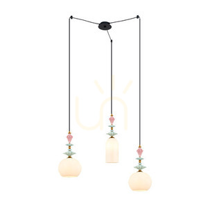 Zambelis 3-Light Pendant Light Black Antique Brass Metal Ceramic Opal Glass 80 cm small 1