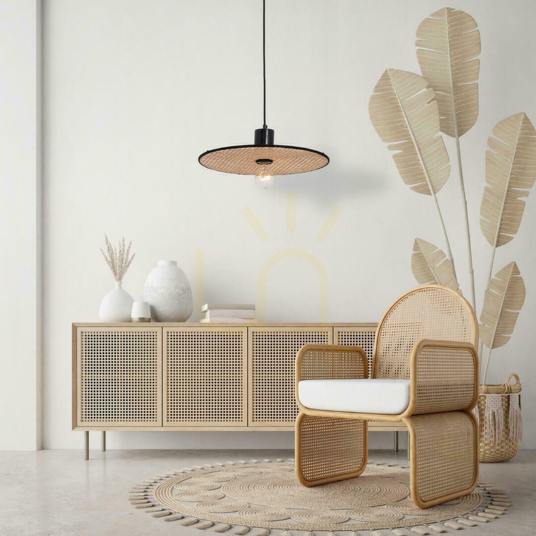 Zambelis Black Natural Sandy Pendant Light 1xE27 Metal 40 cm