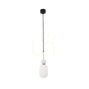 Zambelis Pendant Light Black Gold Matt Opal Glass White Marble E27 12 cm small 1
