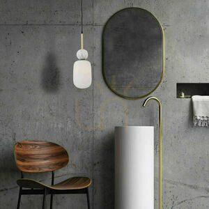 Zambelis Pendant Light Black Gold Matt Opal Glass White Marble E27 12 cm small 0