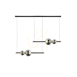 Zambelis LED Pendant Light 22W Black Matt Smoked Glass 105 cm small 1