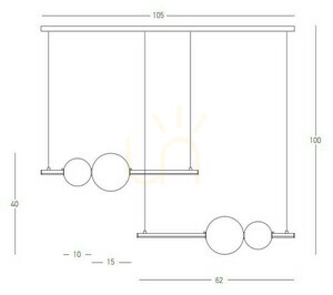 Zambelis LED Pendant Light 22W Black Matt Smoked Glass 105 cm small 2