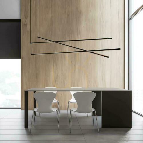 Check Zambelis LED Pendant Light 64W Black White Opal 3000K Aluminum Acrylic