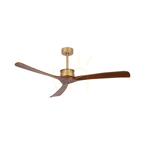 Check Pendant Fan Zambelis Gold with Solid Walnut Wood Blades Metal Wood 152 cm