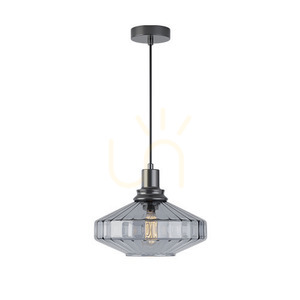 Zambelis Pendant Light E27 40W Metal Smoked Glass Dark Grey 28 cm small 1