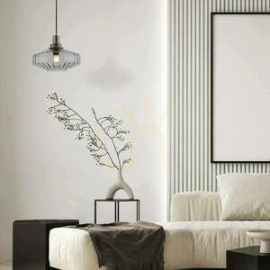 Zambelis Pendant Light E27 40W Metal Smoked Glass Dark Grey 28 cm small 0
