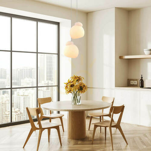 Check Zambelis White Matte Metal Opal Pendant Light E27 40W Ø22 cm