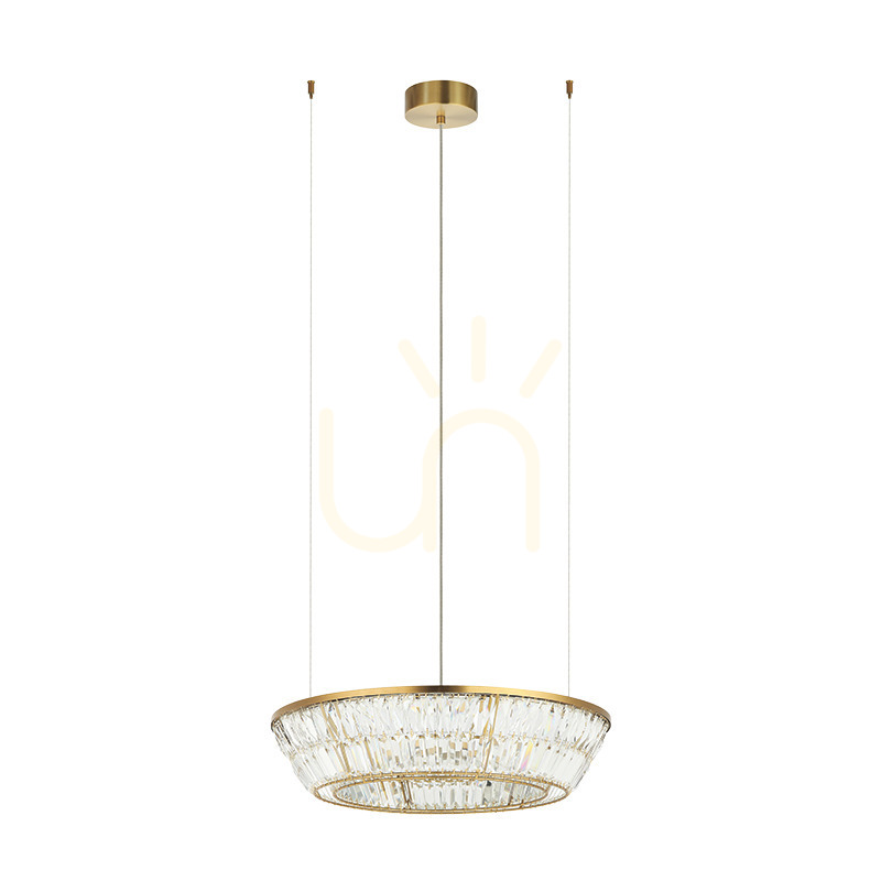 Zambelis Antique Brass LED Pendant Light 38W 3000K Metal Crystal 60 cm