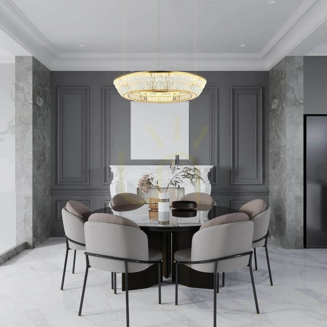Zambelis LED Pendant Light 55W 3000K Antique Brass Metal Crystal 80 cm