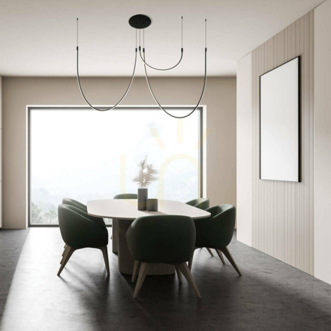Zambelis LED Ceiling Light 46W 3000K Black Matt Opal 160 cm