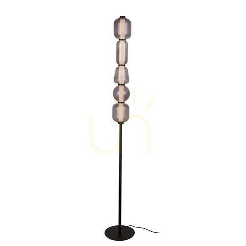 Check Floor LED Light 17W 3000k Metal-glass, Black-smoked Grey ZAMBELIS