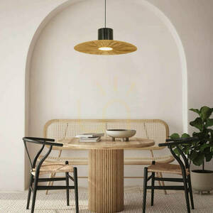 Zambelis Pendant Light E27 11W Metal Paper Black Natural 18 cm small 0
