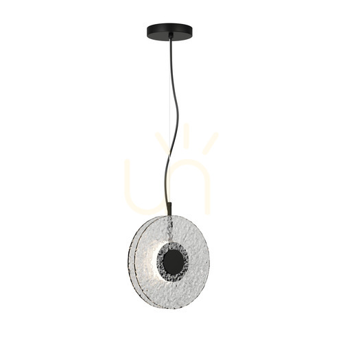 Check Zambelis 23073 LED Pendant Light, Matt Black and Clear Glass, 28 cm, 8 W 3000 K