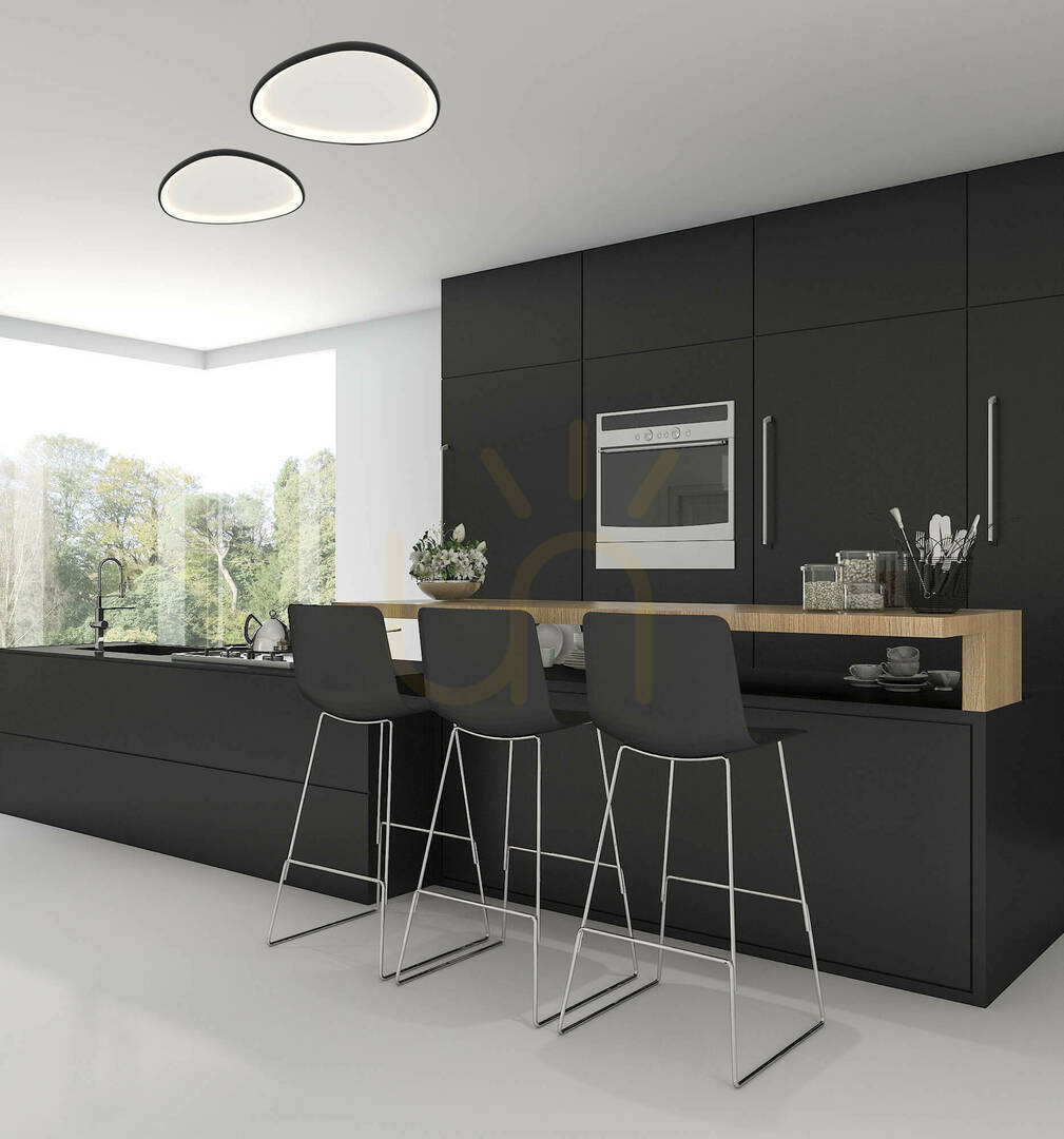 Zambelis LED Ceiling Light 32W 3000K Black Matt 60cm Dimmable