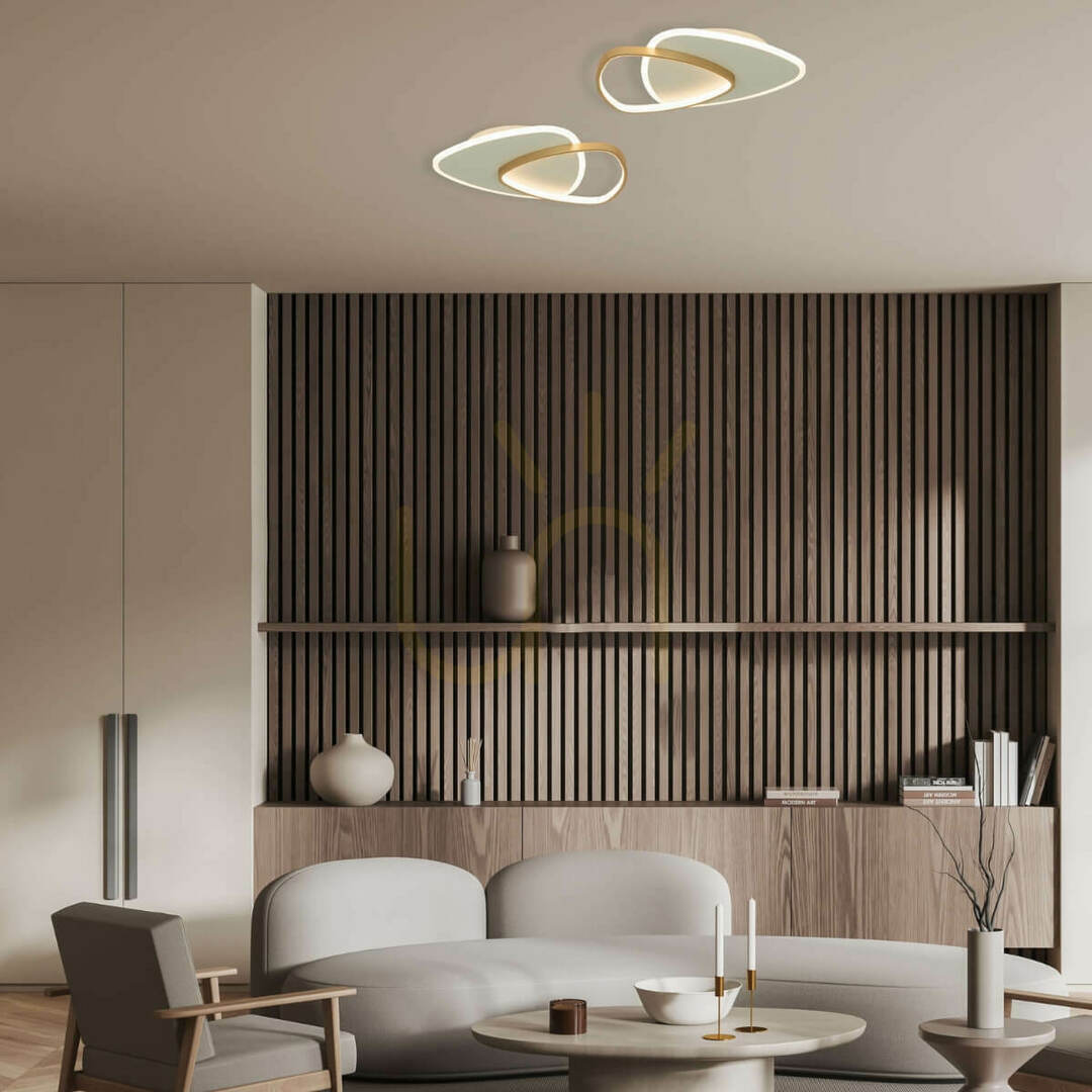 Zambelis LED Ceiling Light 36W 3000K Gold Matt White Metal Acrylic 49x39cm