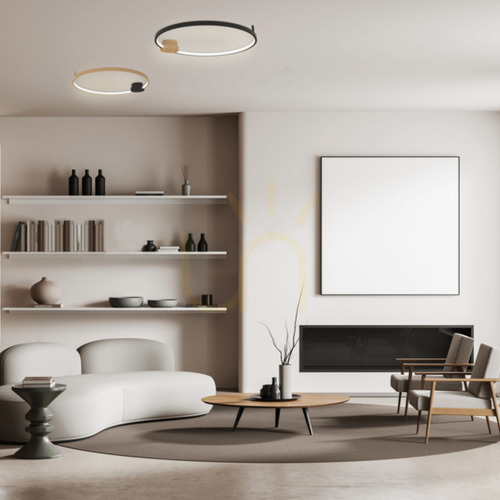 Check Zambelis LED Ceiling Light 32W 3000K Gold Black Ring Aluminium 84 cm