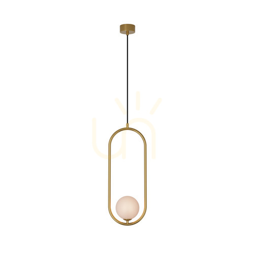 Check Zambelis 23135 pendant light, matt gold, opal glass globe, G9