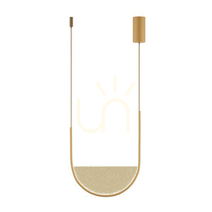 Zambelis 23165 LED pendant light 28 W, 40 cm, matt gold and champagne glass small 1