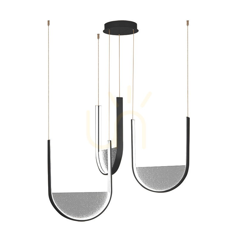 Zambelis LED Pendant Light Black Matt Light Grey Glass 54W 3000K-4000K Dimmable
