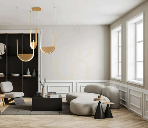 Check Zambelis LED Pendant Light Gold Matt Champagne Glass 54W Dimmable