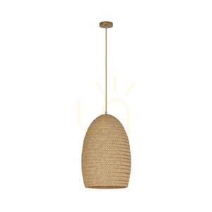 Zambelis Rattan Pendant Light E27 20W Natural Gold Ø35 cm small 1