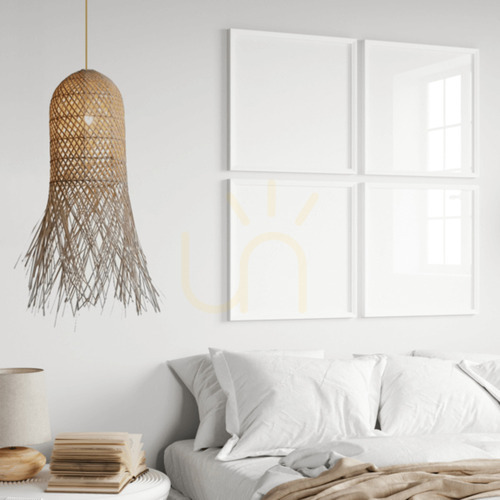 Check Zambelis Pendant Light E27 Rattan Natural Gold 25 cm