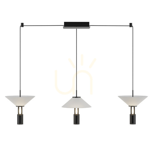 Check Zambelis 23202 black LED pendant light, opal glass, 120 cm, 28 W 3000 K