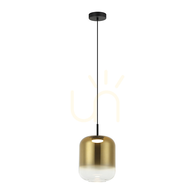Zambelis Pendant LED Light 12W 3000K Black Matt Gold Glass 23 cm