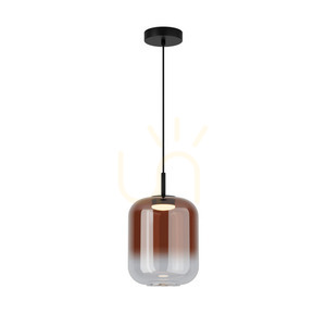 Zambelis LED Pendant Light 12W 3000K Black Matt Copper Glass 23 cm small 1