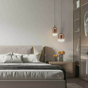 Zambelis LED Pendant Light 12W 3000K Black Matt Copper Glass Ø15 cm small 0