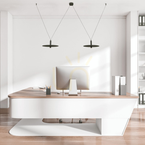Check Zambelis LED Pendant Light Black Metal 2x7W 3000K 40cm
