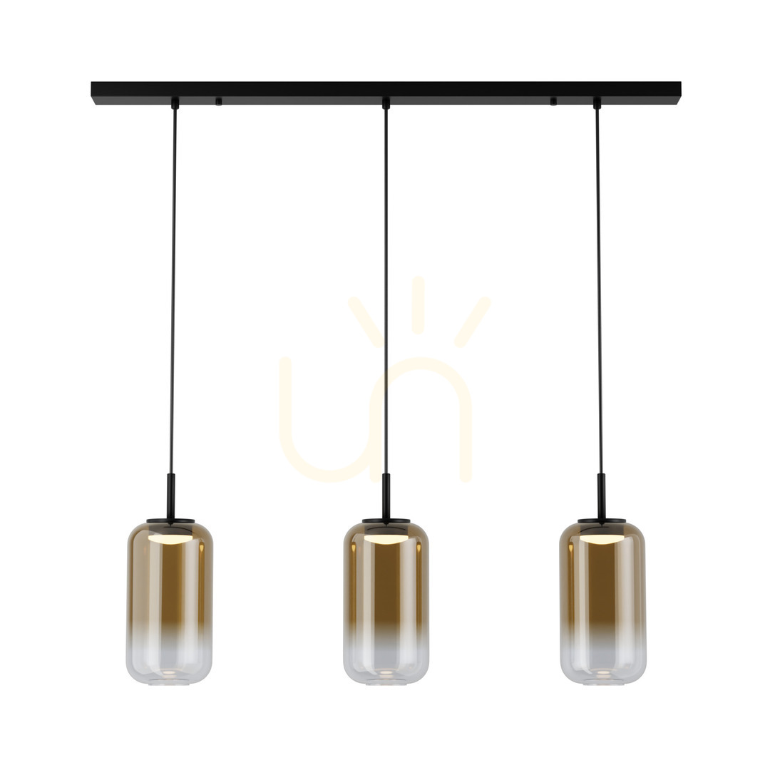 Three Line Led Light Line LED Light 3x12w 3000k Glass Black-gold ZAMBELIS | Lunares Store