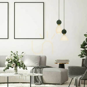 Zambelis Pendant Lamp E14 Green Marble Brass Black 16 cm small 0