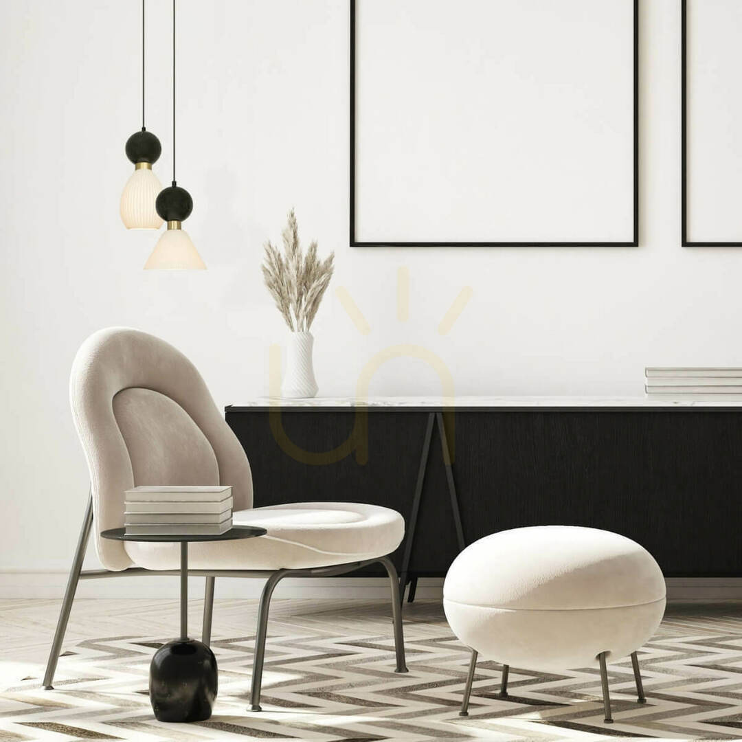 Zambelis Pendant Light E14 Black Marble Brass 16 cm