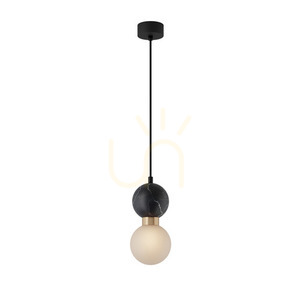 Zambelis 23241 G9 Pendant Light, Black Marble and Brass small 1