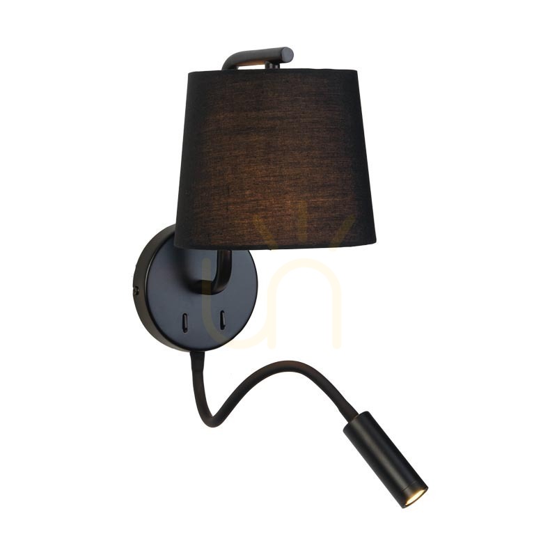 Display Zambelis Wall Lamp with Reading Light Black Matt E27 Zambelis Wall Lamp with Reading Light Black Matt E27