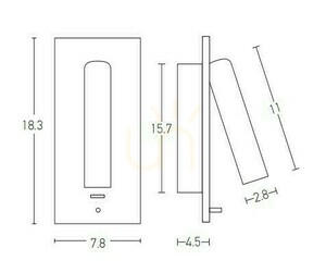 Recessed Reading Light LED 3W Black ZAMBELIS small 2